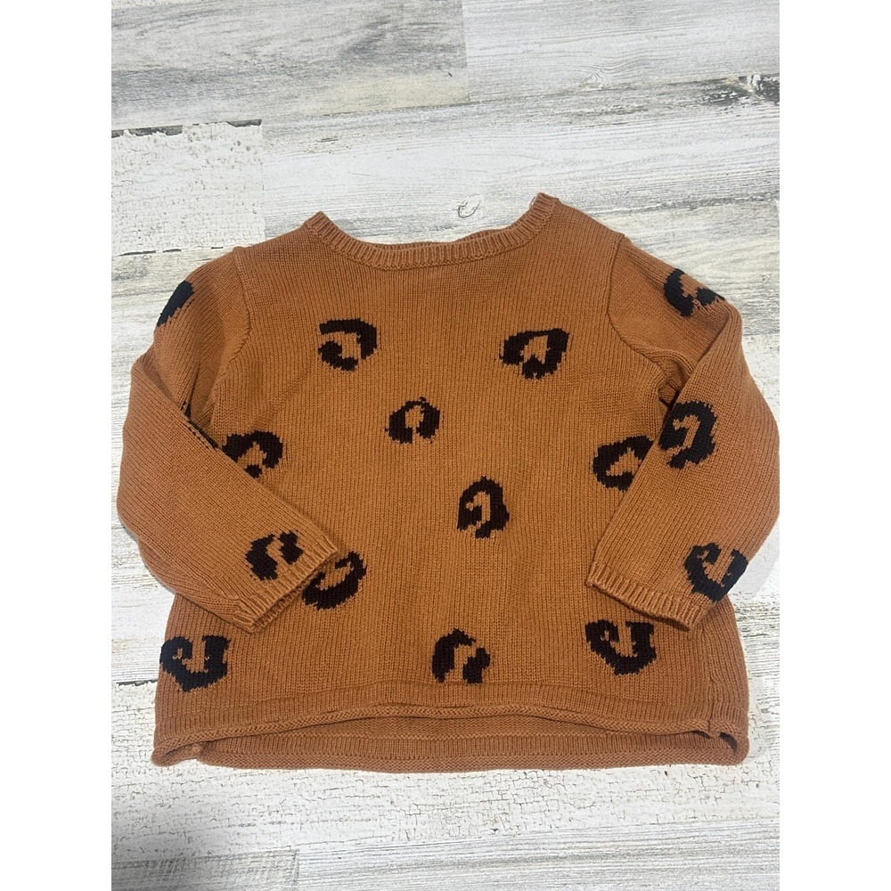 Old Navy Sweater Toddler 3T Brown Leopard Print Pullover EUC